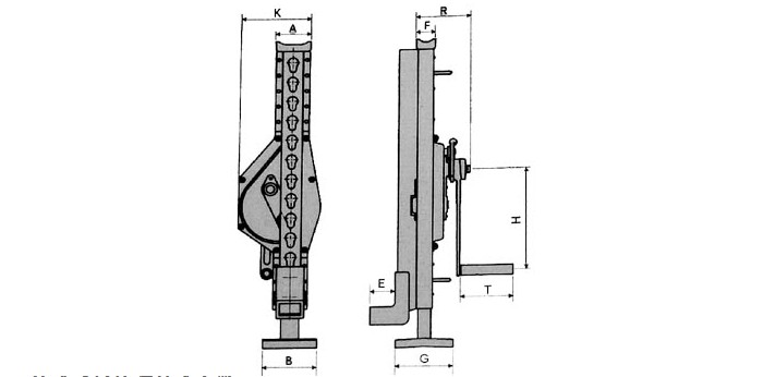 LKD型輪式手搖挎頂結構尺寸圖片