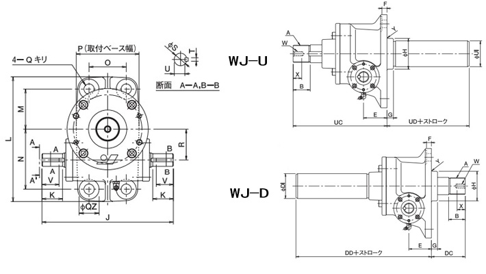 WJ型標準渦輪千斤頂結構尺寸圖片